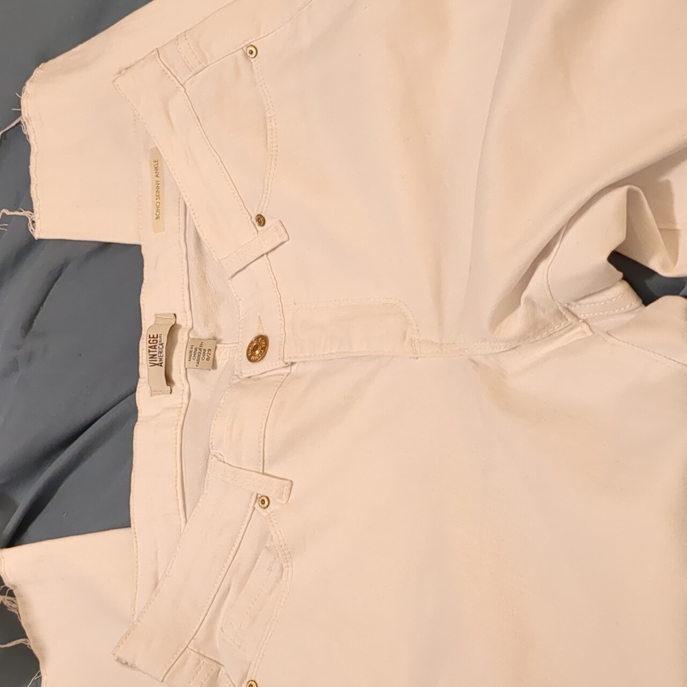 Vintage america boho skinny ankle white stretch denim size 8